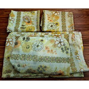 Ely & Walker Full Flat Sheet & Pillowcases Muslin Yellow Gold Floral Daisy